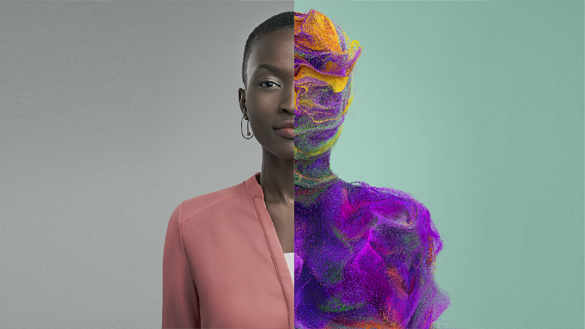 A split screen of an employee and their Cigna Stress Portrait.